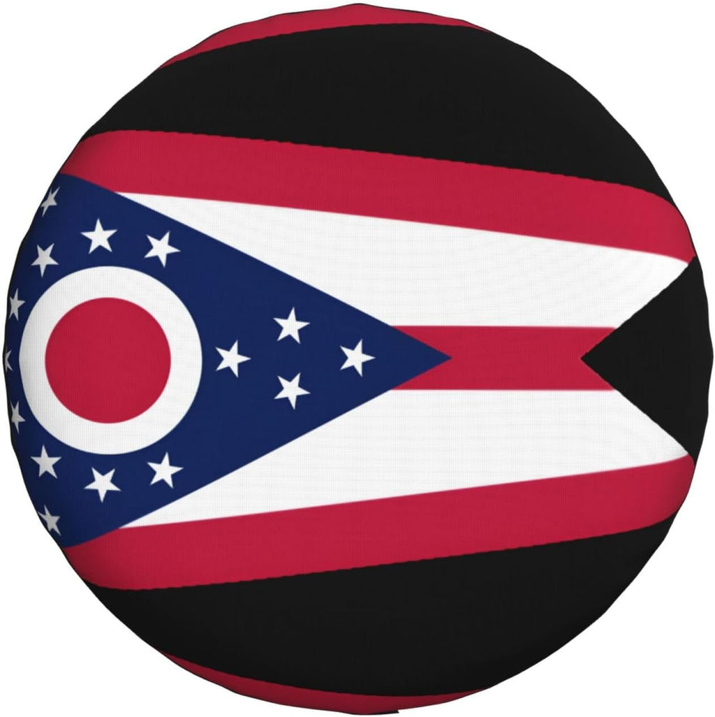 Ohio State Flag Print Universal Spare Tire Cover for RV, Jeep | Wheel Protector Fits Rv, Trailer, Jeep, Shield Tires From Sun, Dirt And Rain For Outdoor Storage
