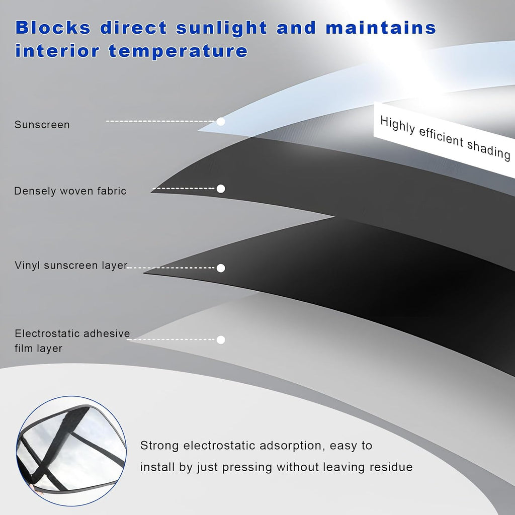 2 PCS Car Side Window Sun Shade, Static Cling Privacy Curtain Front Window Sunshades, Reusable UV Rays Protection Universal Sun Shade Blocker Fits for Most Vehicles