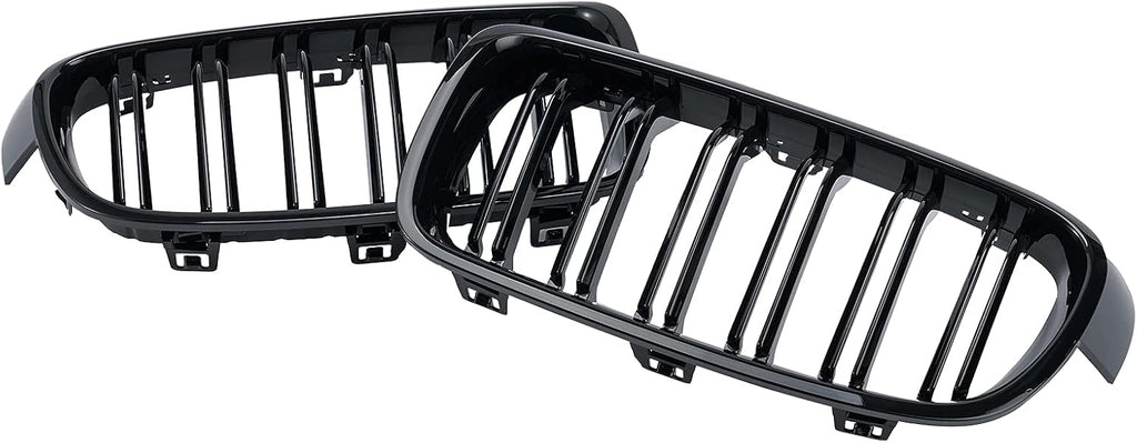 ABS F30 Grill, Front Kidney Grille for 2012-2018 BMW 3 Series F30 F31 (Double Slats Gloss Black Grills, 2pcs)