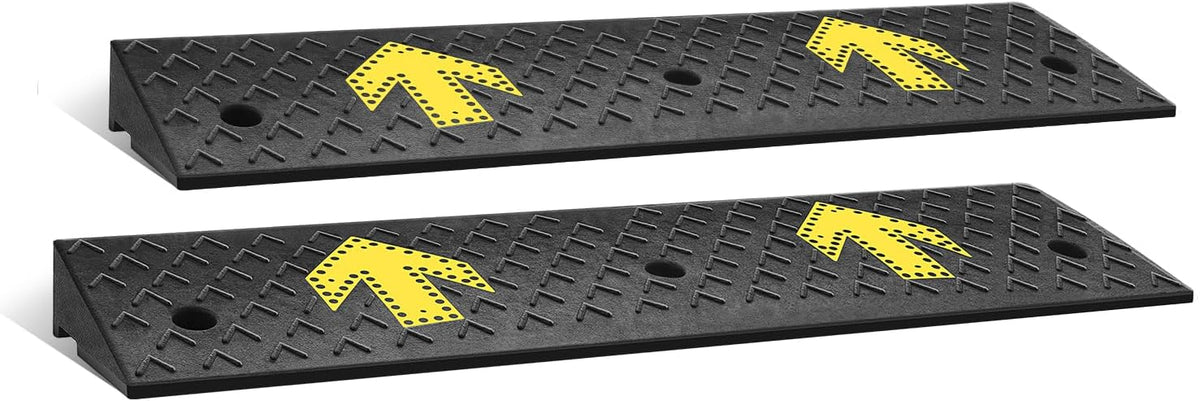 DNA MOTORING 2pcs 3.1" Rise Rubber Arrow Curb Ramp Heavy Duty Loading Driveway