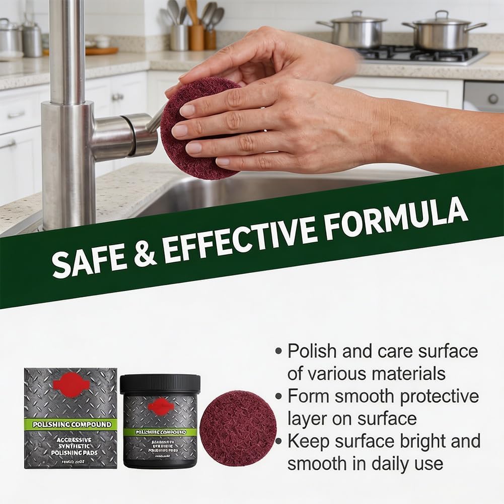 2027 New Polishing Compound (1Pc) | All-in-One Surface Restoration Polish with Pad, Furniture Surface Polishing & Scratch Remover Compound for Ovens Sinks