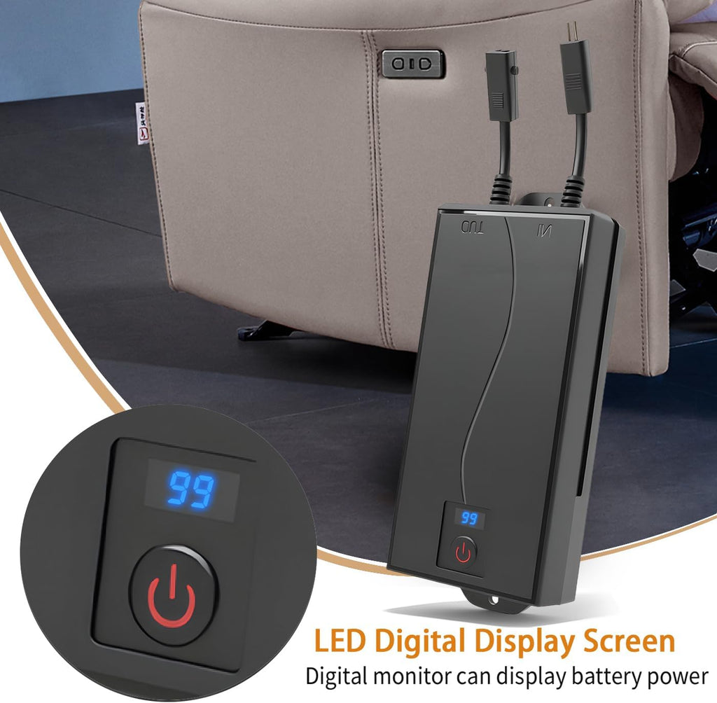 battery pack for reclining furniture - universal recliner showing dimensions