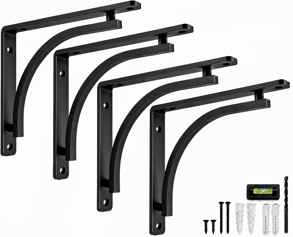 classic black heavy duty shelf brackets 8 inch, main product view