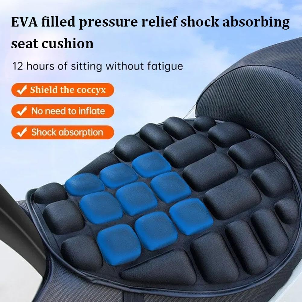 Motorcycle Seat Cushion for Yamaha V Star 650 Custom 1998–2017, Seat Pads with Eva Foam-Shock Absorbing Waterproof Non-Slip Base Motorcycle Accessories