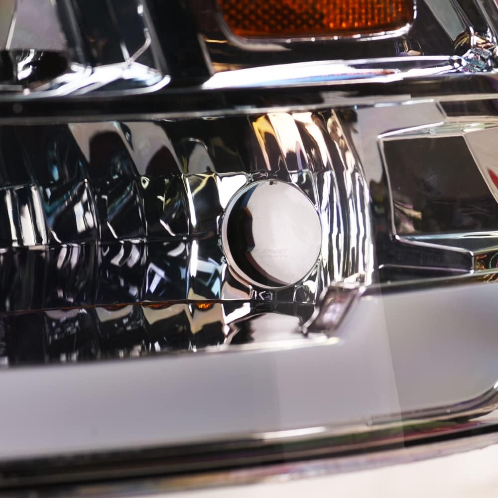 DRL LED Strip Tube Bar Chrome Housing Crystal Headlights Signal Lamps Amber Reflector nb Compatible With 09-18 Dodge Ram 1500/19-24 Classic / 10-18 2500 3500