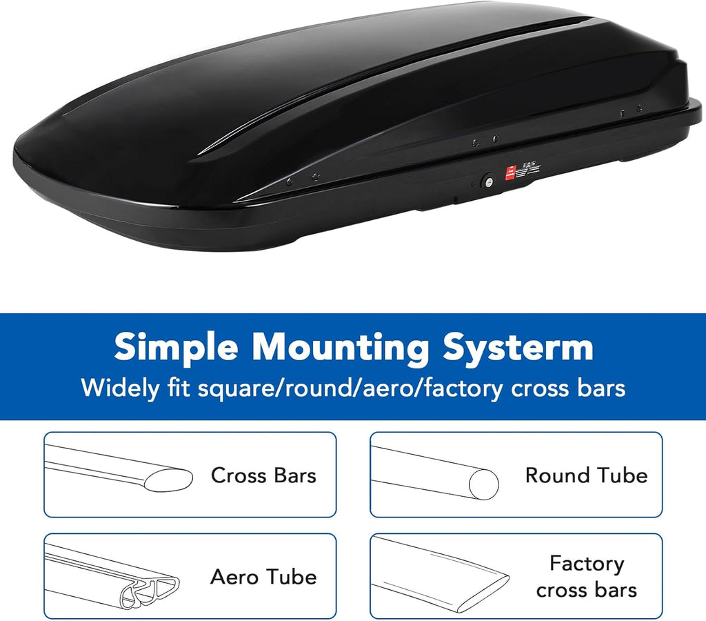 Garvee Heavy Duty Hard Shell Roof Top Cargo Carrier - 70(L) x31(W) x15(H) Waterproof Lockable Storage Box Capacity 165 Lbs 17.7 Cu Ft - Tool-Free Install- Fits SUV, Truck, Van