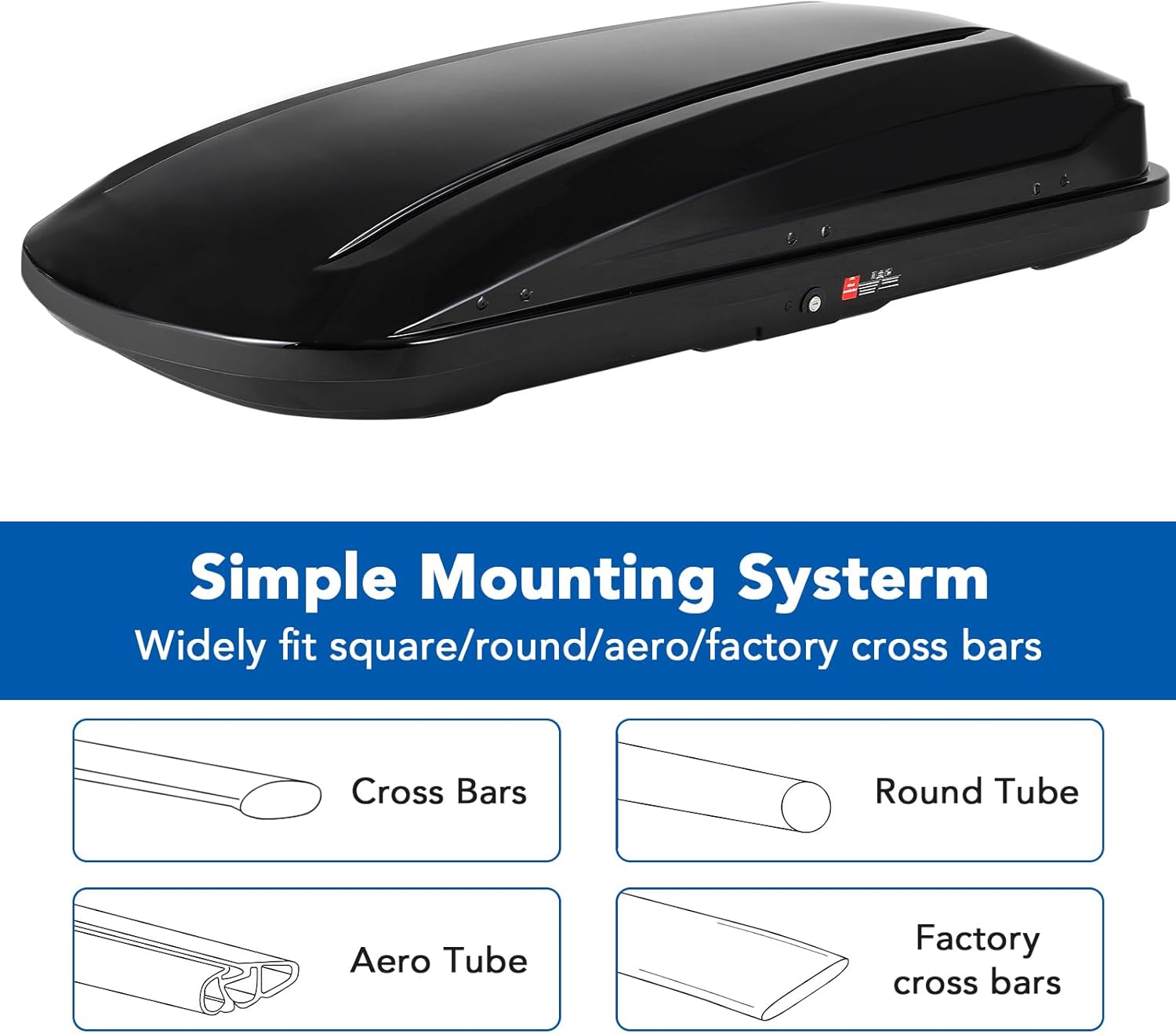 Garvee Heavy Duty Hard Shell Roof Top Cargo Carrier - 70(L) x31(W) x15(H) Waterproof Lockable Storage Box Capacity 165 Lbs 17.7 Cu Ft - Tool-Free Install- Fits SUV, Truck, Van