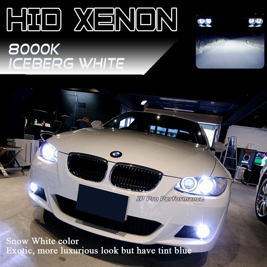 55W Heavy Duty HID Xenon Replacement Bulbs Bundle with AC Digital HID Fast Bright Replacement Ballast for 12V Vehicles (8000K Iceberg, HB4/9006)