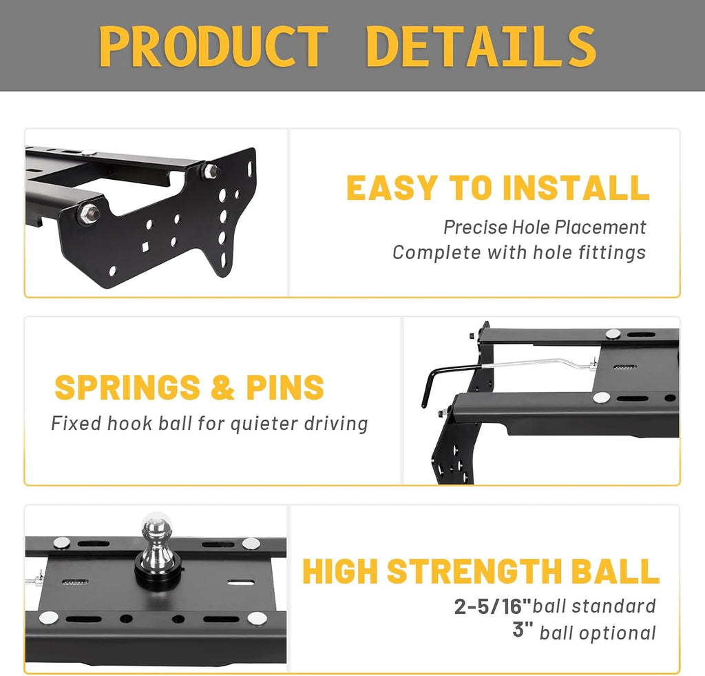 Goose Neck Trailer Hitch Compatible with 1999-2016 Ford F250 F350 Super Duty Complete Under-Bed Gooseneck Trailer Hitch System