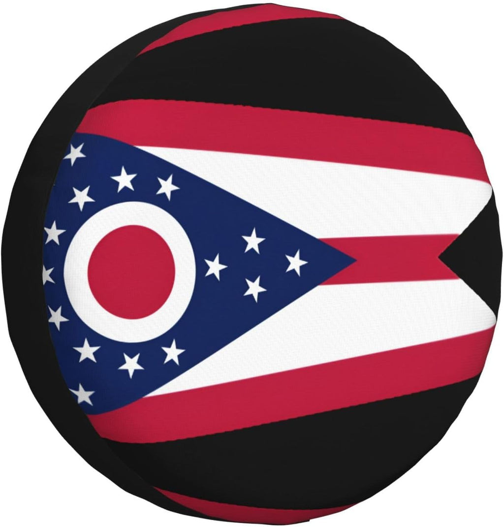 Ohio State Flag Print Universal Spare Tire Cover for RV, Jeep | Wheel Protector Fits Rv, Trailer, Jeep, Shield Tires From Sun, Dirt And Rain For Outdoor Storage