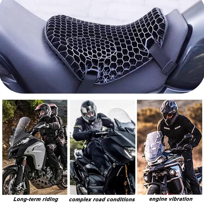 Motorcycle Gel Seat Cushion for Honda Africa Twin 2017-2024, with Seat Cover, 3D Honeycomb Structure, Shock-Absorbing and Breathable, Soft and Comfortable for Long Rides