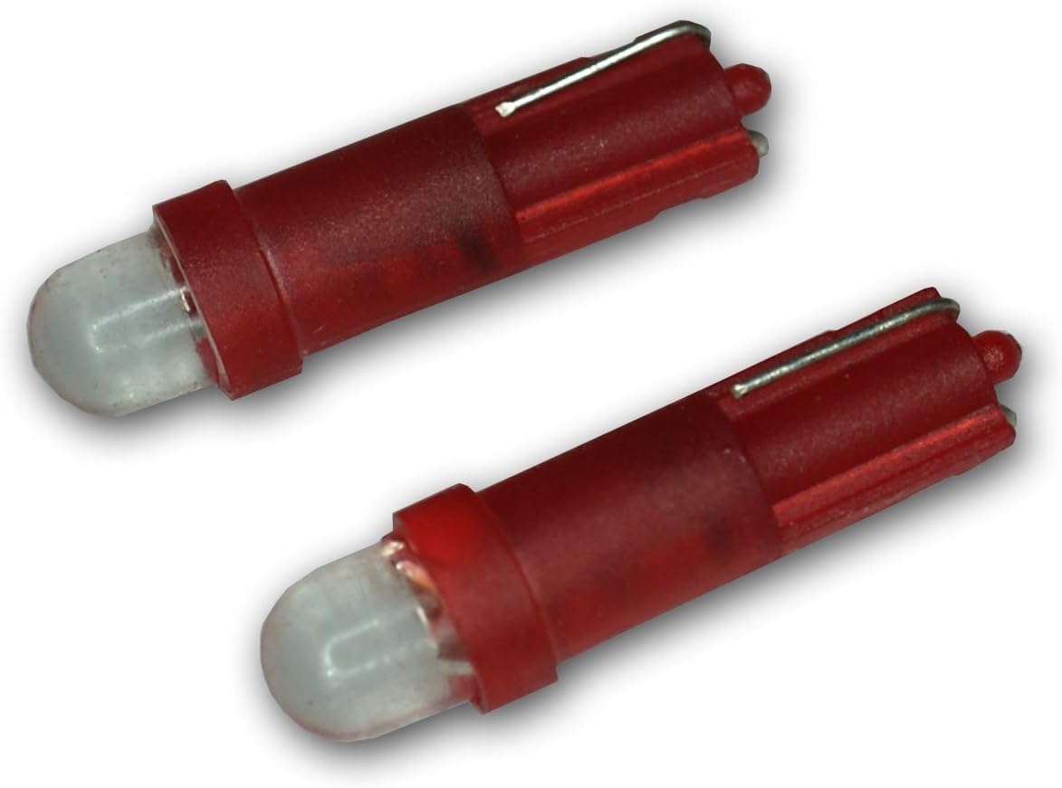 LEDGB-T5-R1 Glove Box LED Light Bulbs T5, 1 LED Red 2-pc Set