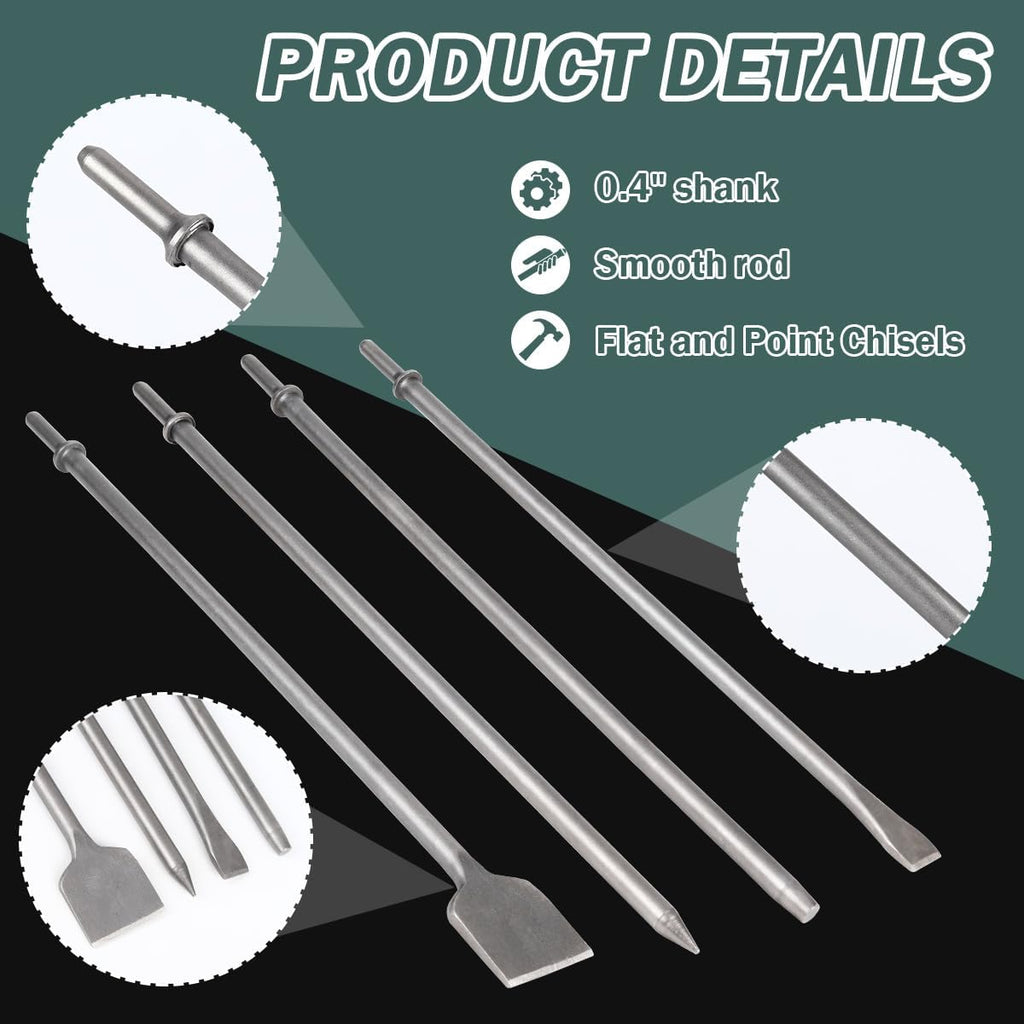 air hammer chisel bits, 17.7 inch long air, side view