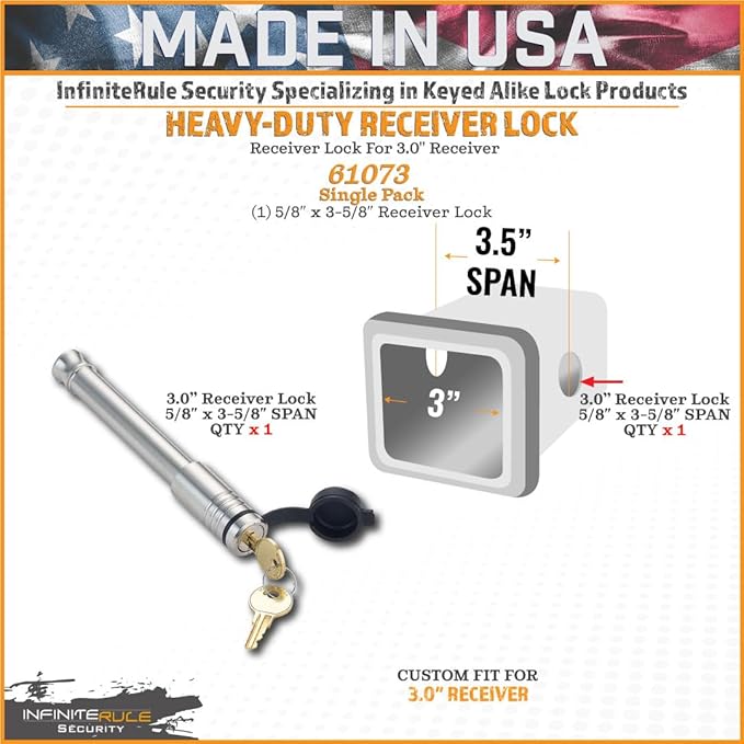 61073 | Receiver Lock for 3" Receiver - Image 2