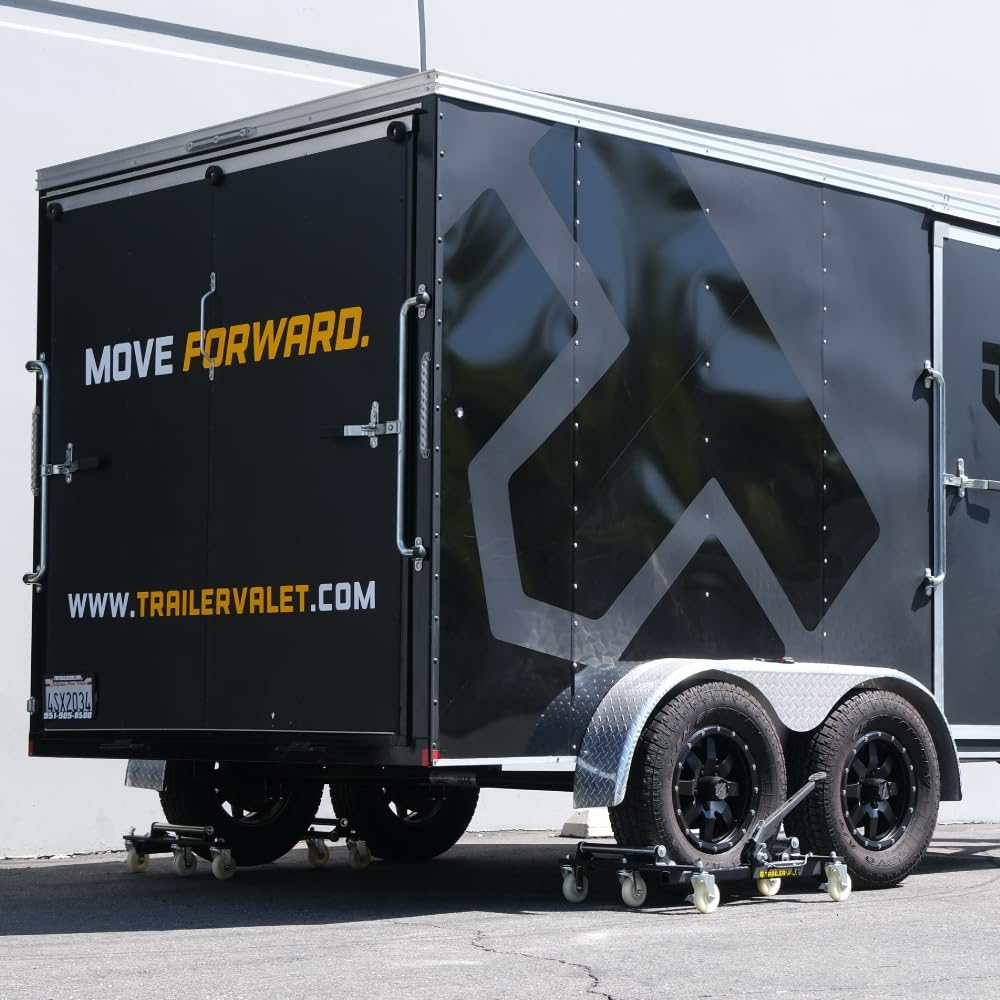 Trailer Valet TVWDX Heavy Duty 6 Wheel Tire Dolly 2 Pack 2,000 lbs. Capacity per Dolly, Sturdy Steel Frame, Polyurethane Casters with Storage Rack