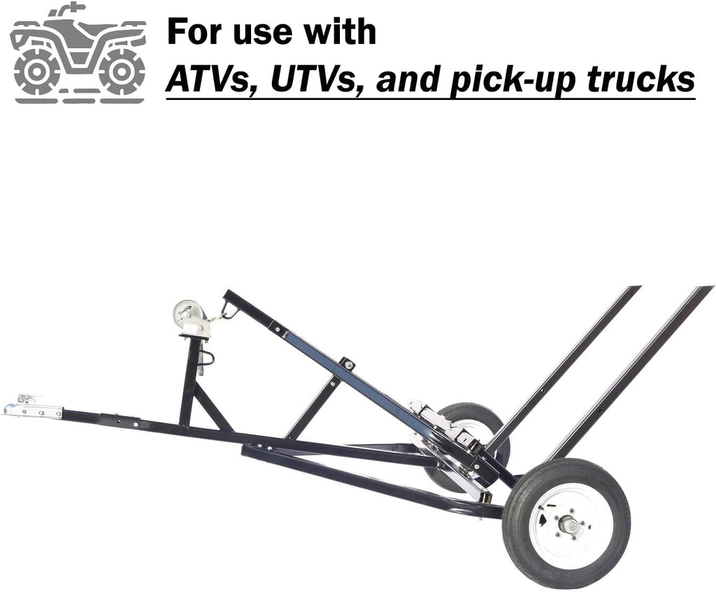 Adjustable Round Bale Mover Hay Bale Trailer Bale Hauler Manual Winch 1500 lbs Capacity 4.80-12" Tubeless Tires Heavy Duty Steel Frame ATV UTV Truck Towable Bale Lifter Transport Tool Black