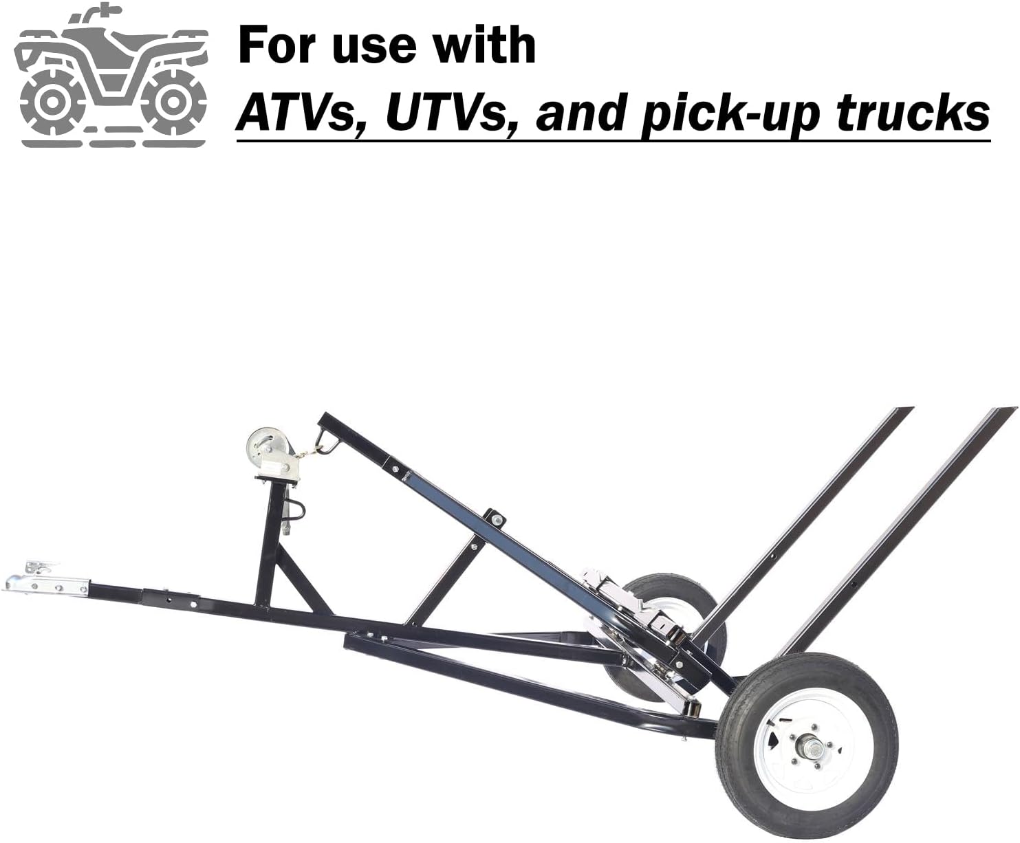 Adjustable Round Bale Mover Hay Bale Trailer Bale Hauler Manual Winch 1500 lbs Capacity 4.80-12" Tubeless Tires Heavy Duty Steel Frame ATV UTV Truck Towable Bale Lifter Transport Tool Black
