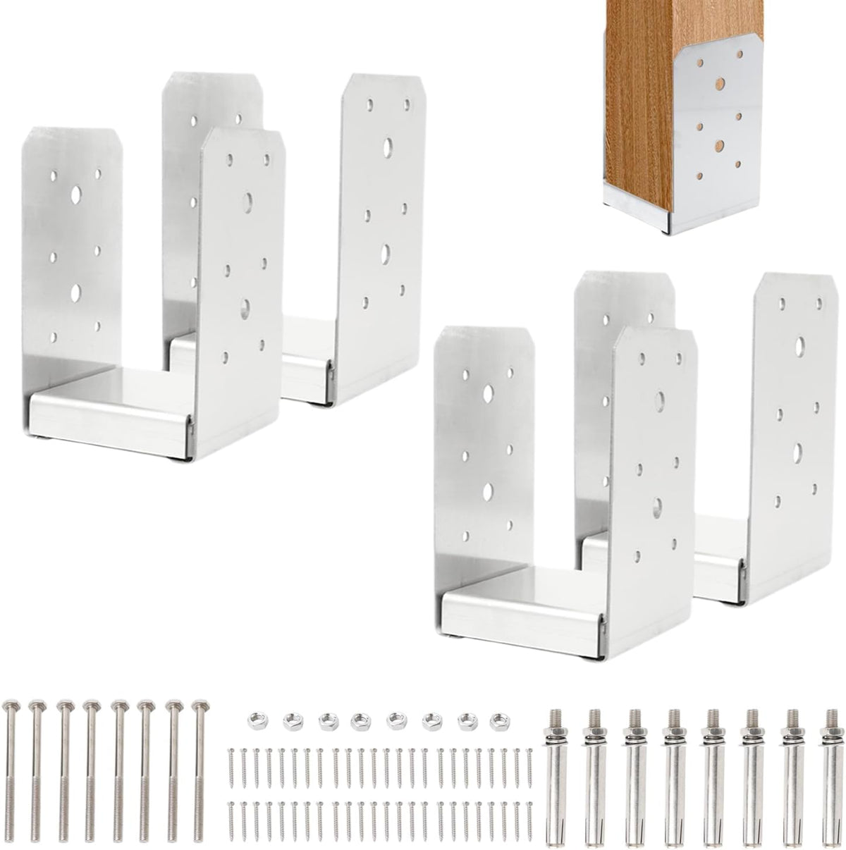 4x4 post base, 4pcs stainless steel adjustable post, main product view