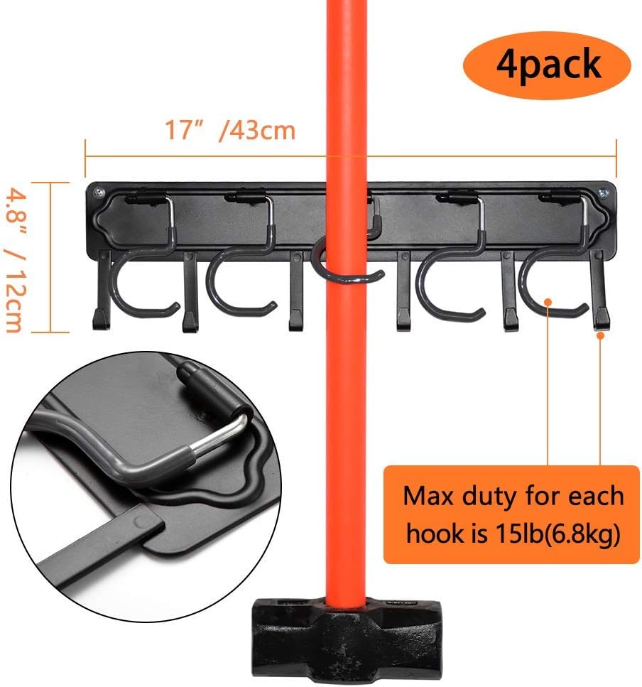 yuetong garden tool organizer wall mount, 4 pack, side view