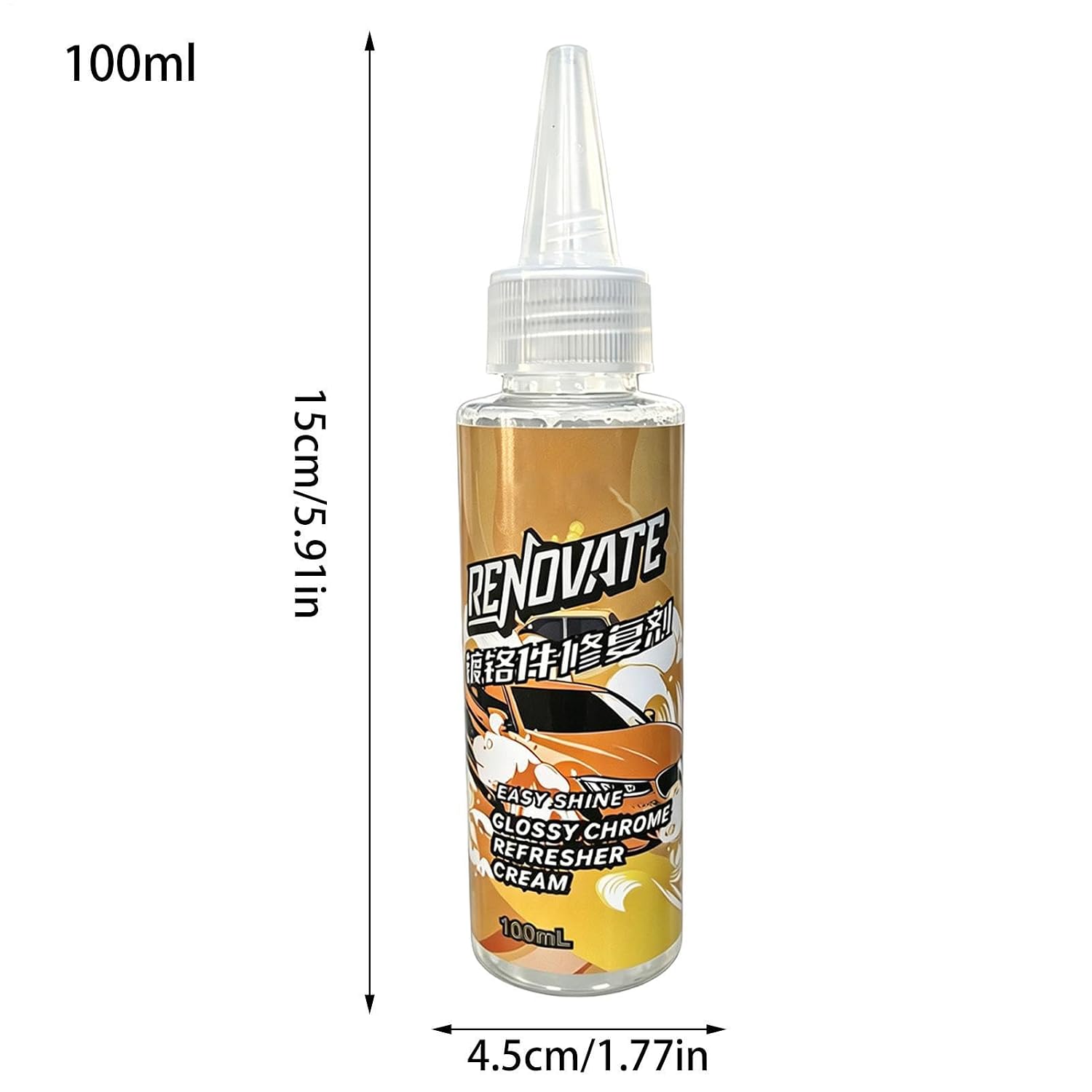 Chrome Cleaner, Automotive Detailing Cream, High Shine with Quick Buff, Plating Repair with, Car Care, Metal Restorer 5.91x1.77 Inches for Detailers Groomers Modifiers Vehicle Use