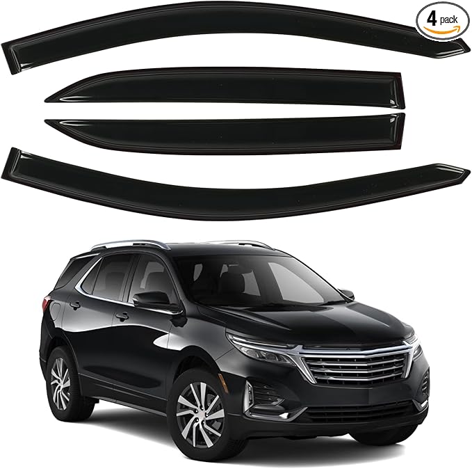 Window Rain Guards for 2018-2024 Chevrolet Equinox, Tape-on Window Visor by CHYKORLA