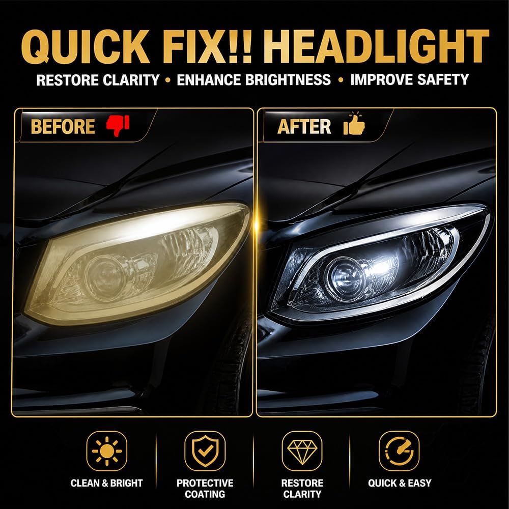 2026 new Model Multifunctional Car Headlight Polishing for All Vehicle TypesCar Headlight Restoration Polishing Kits,Headlight Cleaner and,Automotive Headlamp Restoration Fluid Oxidized。 (1pc)