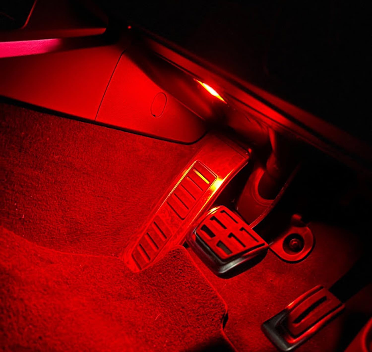 iJDMTOY Clear Lens Brilliant Red LED Footwell, Door Sill, Side/Under Door Lights, Compartment Glove Box or Trunk Cargo Lights, Compatible With Audi A1 A3 A4 A5 A6 A7 A8 Q3 Q4 Q5 Q7 Q8