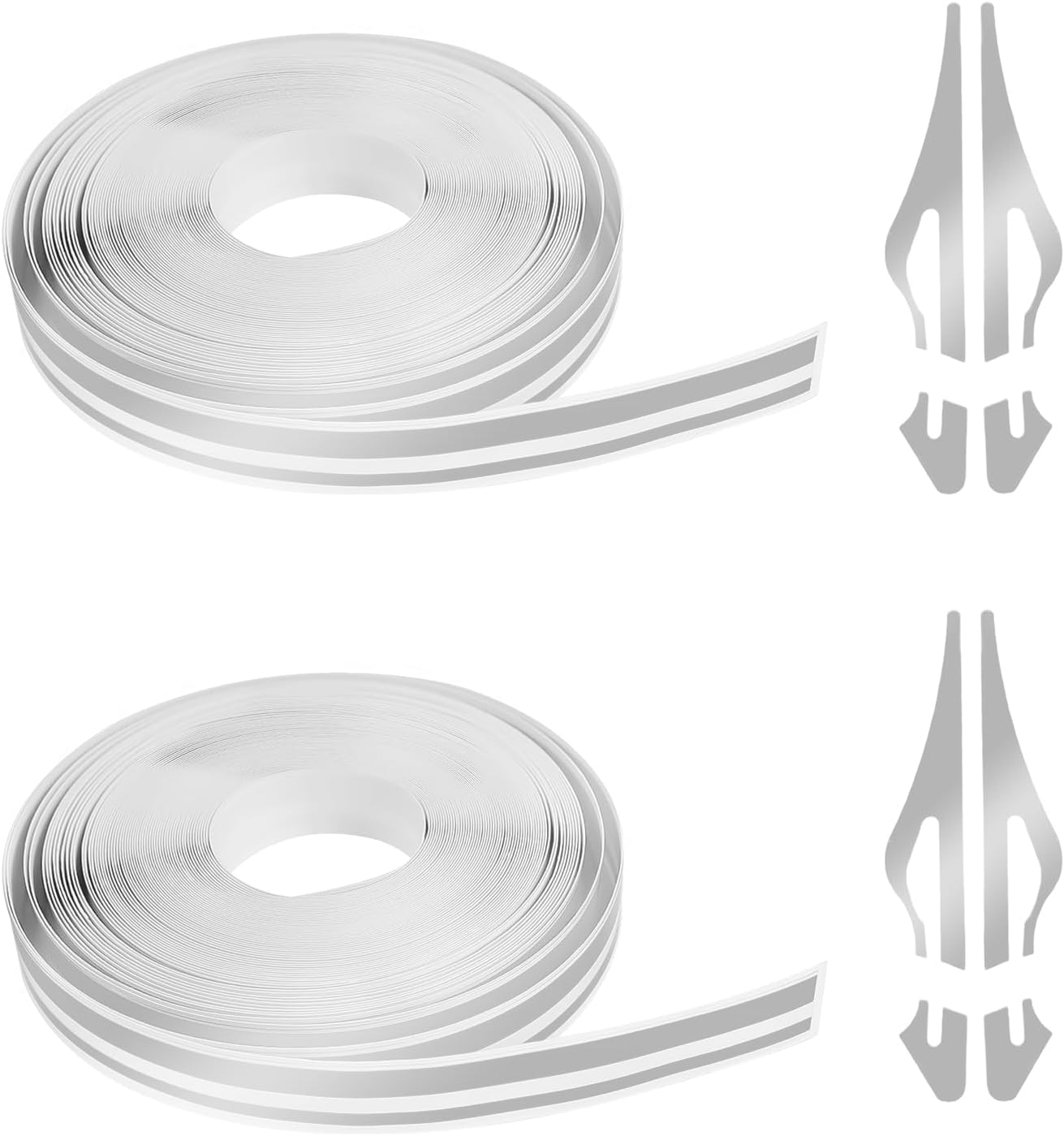 2 Rolls×32Ft Car Pinstriping Tape, Vinyl Automotive Pinstriping Tape Stripe Decal, DIY Car Body Side Stripes Trim Sticker, Universal for Motorcycle Door Home Musical Instrument(Silver)