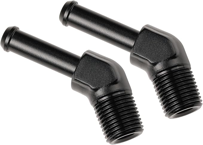 1/8 NPT Male to 1/4" Hose Barb Fitting Adapter 45 Degree Elbow Aluminum Black - Image 4