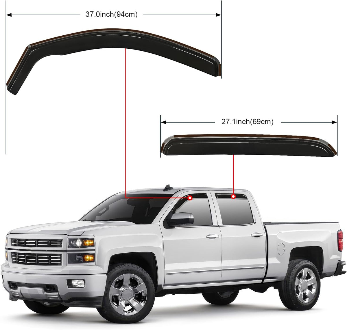 nilight in-channel window visors for silverado/sierra 1500 2007-2013 on a desk or shelf