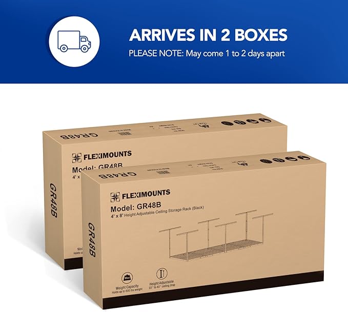 FLEXIMOUNTS 4x8 Overhead Garage Storage Rack, Adjustable Organization System - Image 2