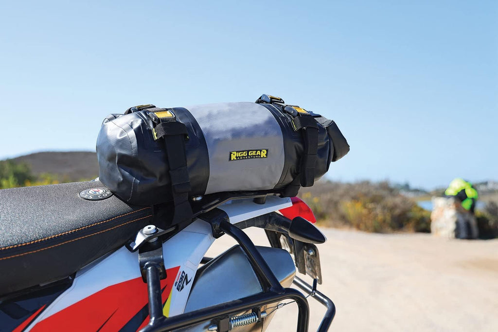 Nelson-Rigg Hurricane Waterproof Dry Roll Bag 10L, Roll Top, includes straps to attach to vehicle, air purge valve Black/Gray