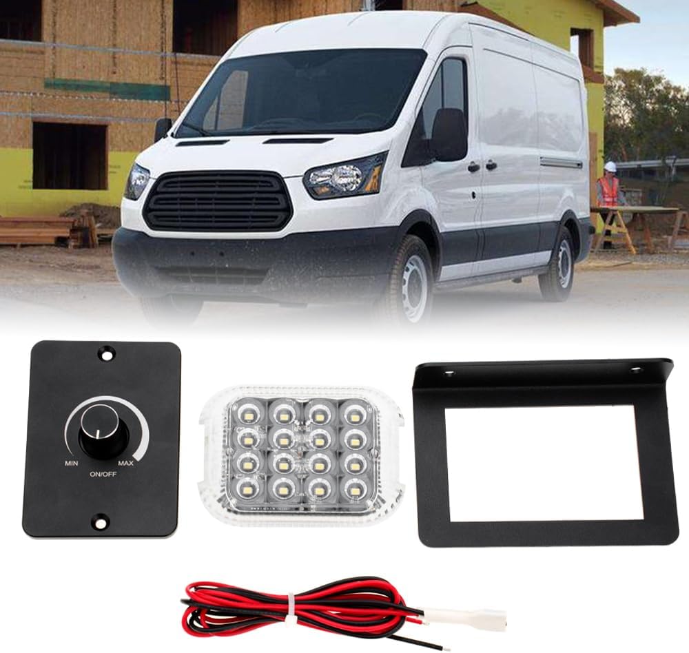 LED Interior Cabin Courtesy Cargo Load Space Area Dome Light for 2015+ Ford Transit Cargo Van Camper DIY Conversion LED Rear Truck Bed Cargo Light with Harness Wiring