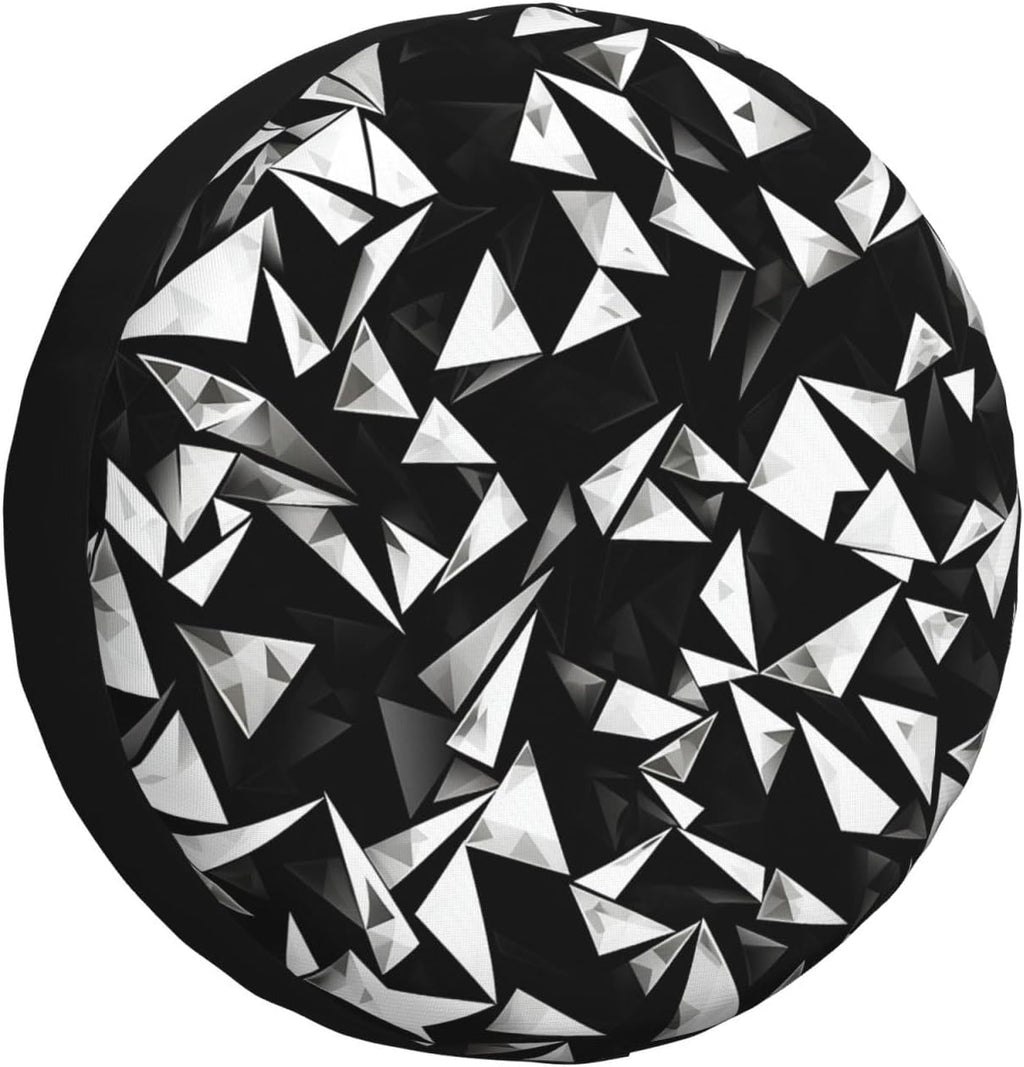 Black and White Glass Print Universal Spare Tire Cover for RV, Jeep | Wheel Protector Fits Rv, Trailer, Jeep, Shield Tires From Sun, Dirt And Rain For Outdoor Storage
