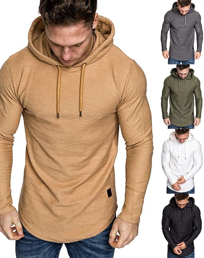 Lexiart Mens Fashion Athletic Hoodies Sport Sweatshirt Solid Color Fleece - Image 2