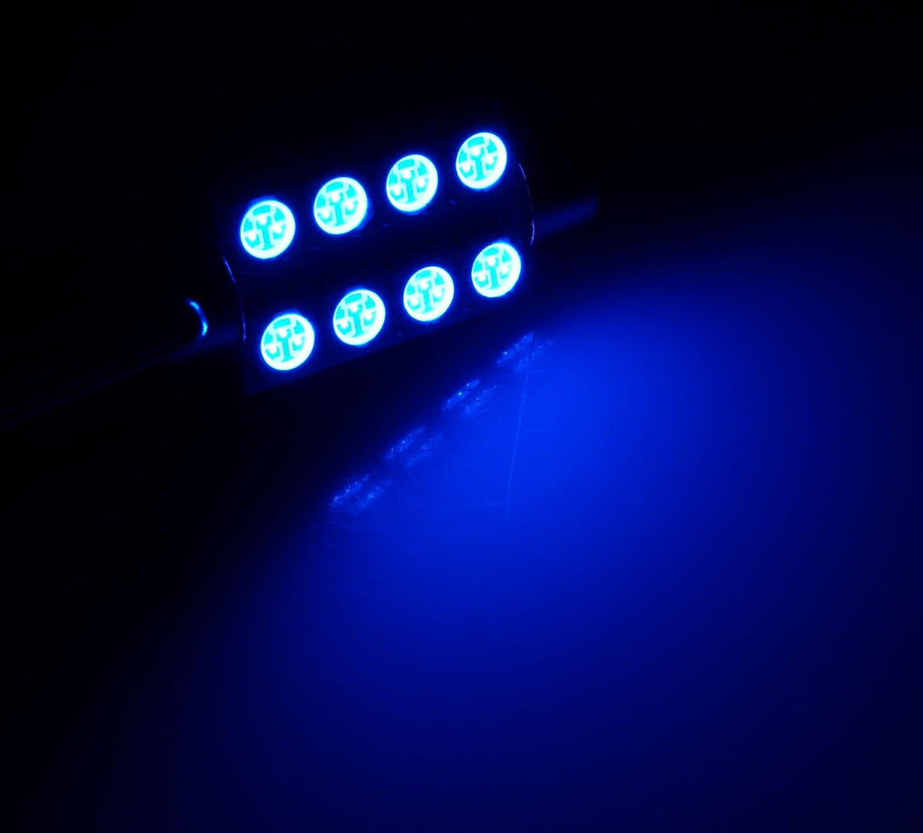 LEDTCL-39M-BS8 Trunk Cargo Light LED Light Bulbs Festoon 39mm, 8 SMD LED Blue 2-pc Set