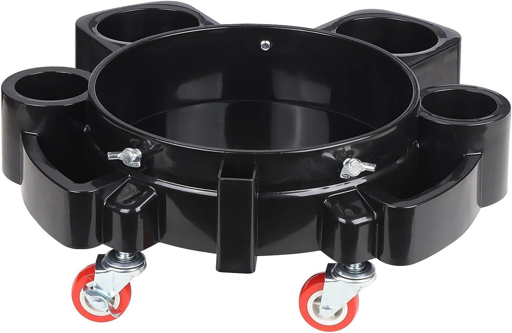Bucket Dolly 5 Gallon Car Wash Professional Detailing Bucket Dolly with Heavy Duty Wheel Casters, Black (Style A)
