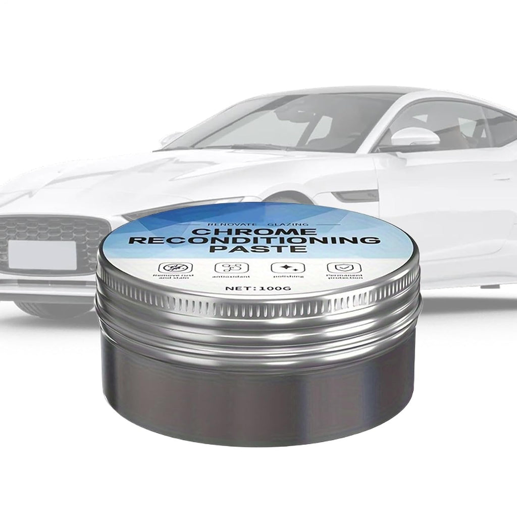 Chrome Polished Scratch Remover, 100g Reconditioning Paste with Repair Wax, Aluminum and Stainless Steel Cleaning Agent for Vehicle, Home, Garage, Workshop Use