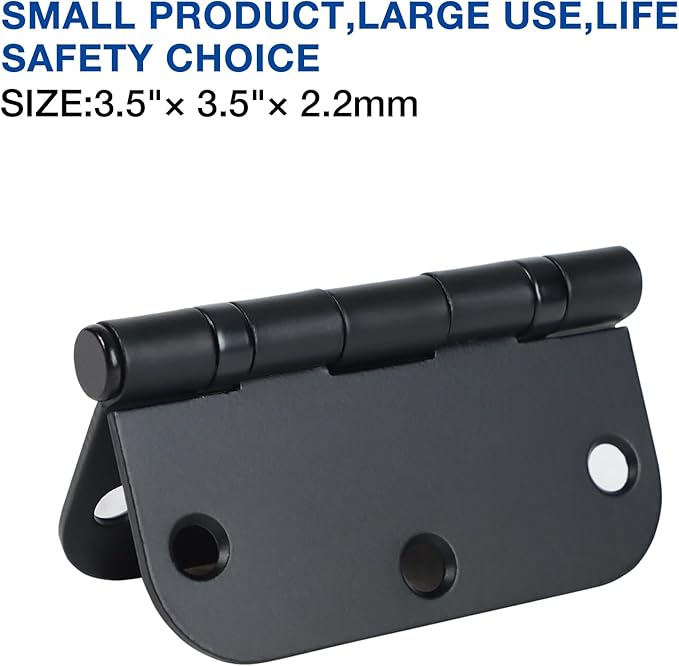 18 Pack Ball Bearing Round Matte Black Door Hinges 3.5 Inch 5/8" Radius Anti - Image 6