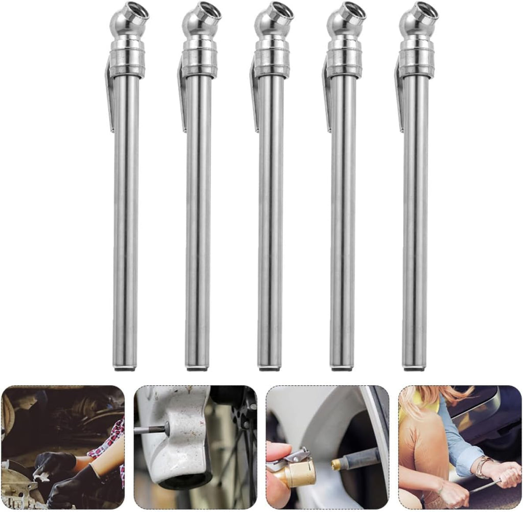 Car Tire Pressure Pen 5pcs Portable Auto Tire Pressure Gauge Silver for Vehicle Maintenance and Repair