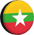 Flag of Myanmar Print Universal Spare Tire Cover for RV, Jeep | Wheel Protector Fits Rv, Trailer, Jeep, Shield Tires From Sun, Dirt And Rain For Outdoor Storage