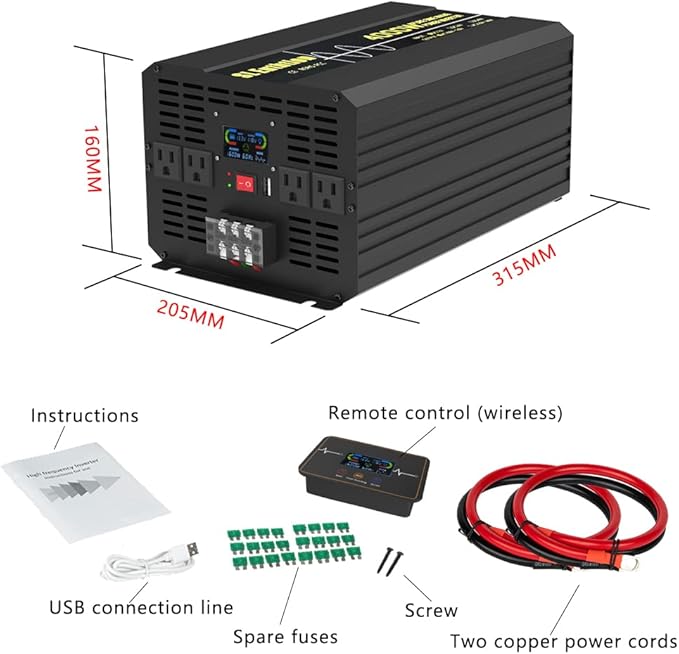 4000W Pure Sine Wave Power Inverter 12V DC to 120V AC 60HZ - Image 7