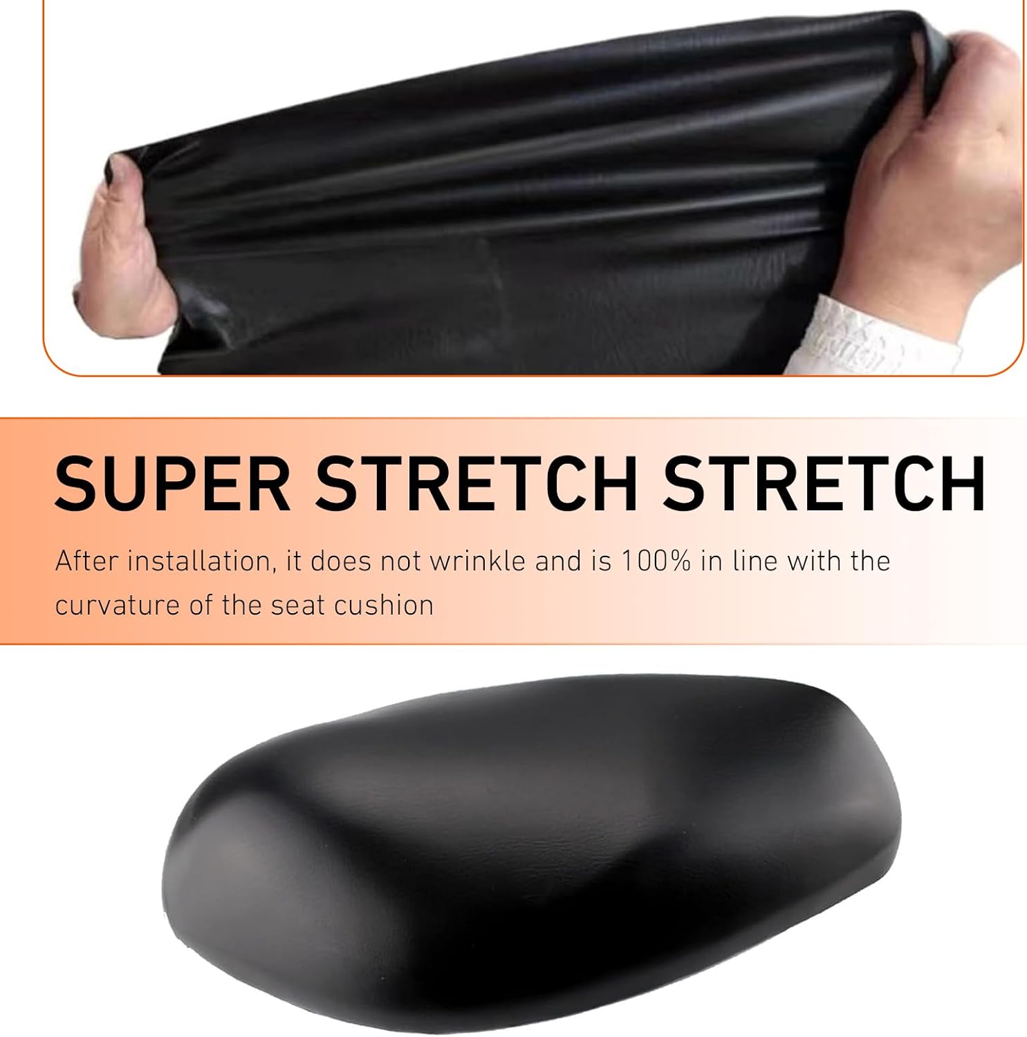 Motorcycle Seat Cover, Elastic Leather Seat Protector, Waterproof DIY Motorbike Cushion Pad Cover, Universal for Motorcycle Scooter (Black)