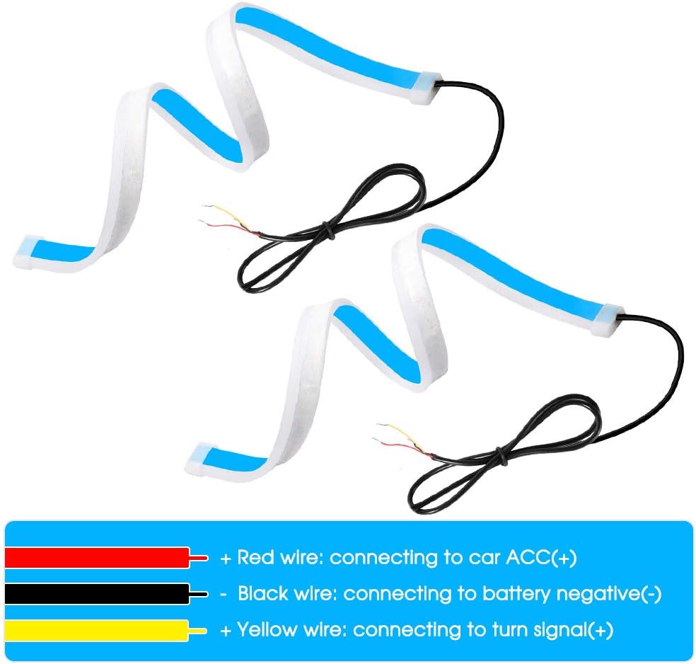 Led Light Strip 2Pcs 60cm LED Headlight Strip Tube Light Daytime Running Light Sequential Lamp Turn Light