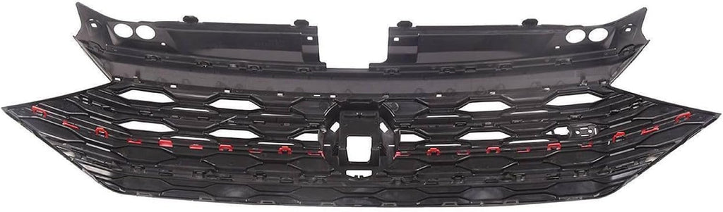 Front Bumper Cover Upper Red & Black Grille Replacement Shroud Black Front Air Intake Fit 2019 2020 2022 For Volkswagen VW Jetta MK7