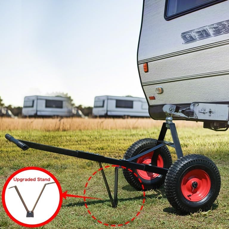 Steel Trailer Dolly 2in Ball 600lb Capacity for Car RV Boat Camping with 13in Pneumatic Tires