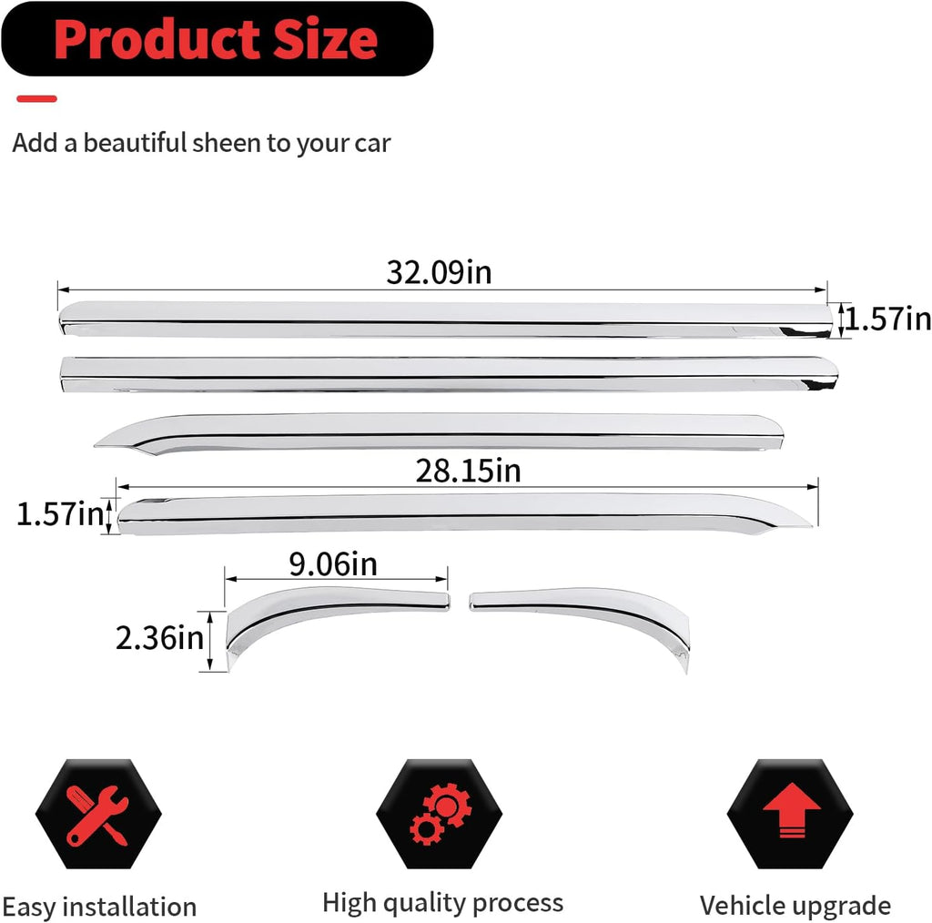 RT-TCZ Window Trim Strip Cover Window Molding Trim Cover Decoration Exterior Accessories for Chevy Avalanche/Suburban/Tahoe/Silverado 2007-2013,for GMC Yukon/Sierra 2007-2013 (Chrome)