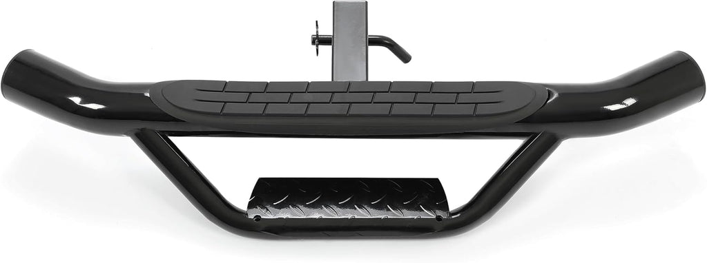 ECOTRIC Universal Bumper Trailer Hitch Step for SUV Trucks Pickups with 2 | Inch Receiver, Solid with Hitch Pin & U-Bolts Stabilize, Tow Rear Bumper Guard Protector Steel