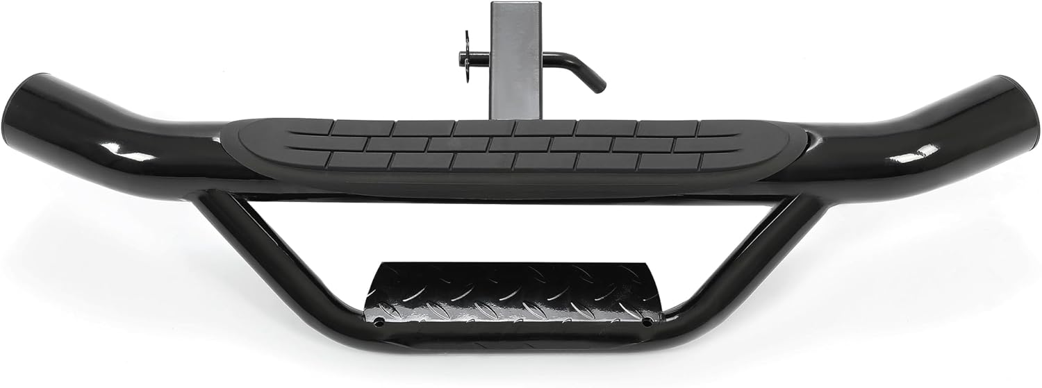 ECOTRIC Universal Bumper Trailer Hitch Step for SUV Trucks Pickups with 2 | Inch Receiver, Solid with Hitch Pin & U-Bolts Stabilize, Tow Rear Bumper Guard Protector Steel
