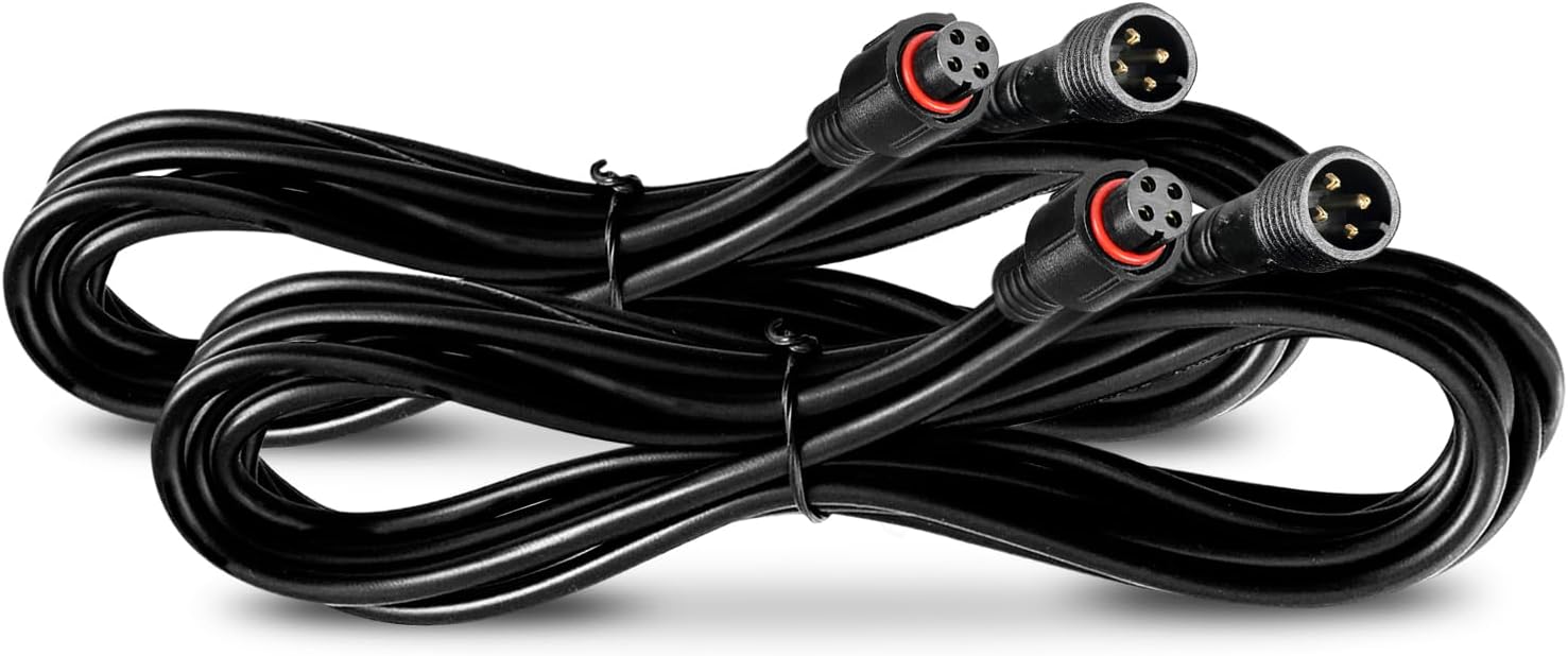 OPT7 Aura 2pc 4-Pin RGB 5ft Extension Wires, Compatible ONLY with Aura LED Light Kits, Waterproof Round Connector, for Car Interior, Underglow, Grille, Wheel Well, Engine Bay, Boat Lighting